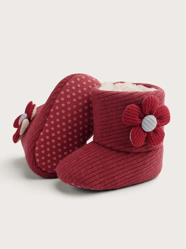 Baby Flower Slide Boots Red
