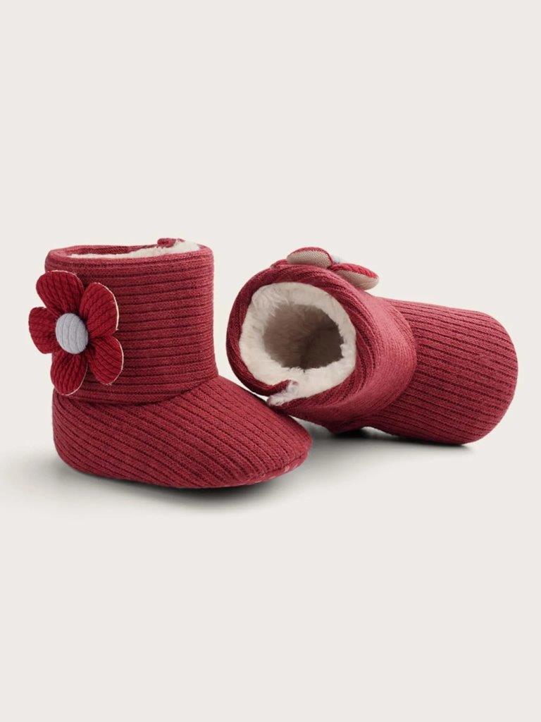Baby Flower Slide Boots Red