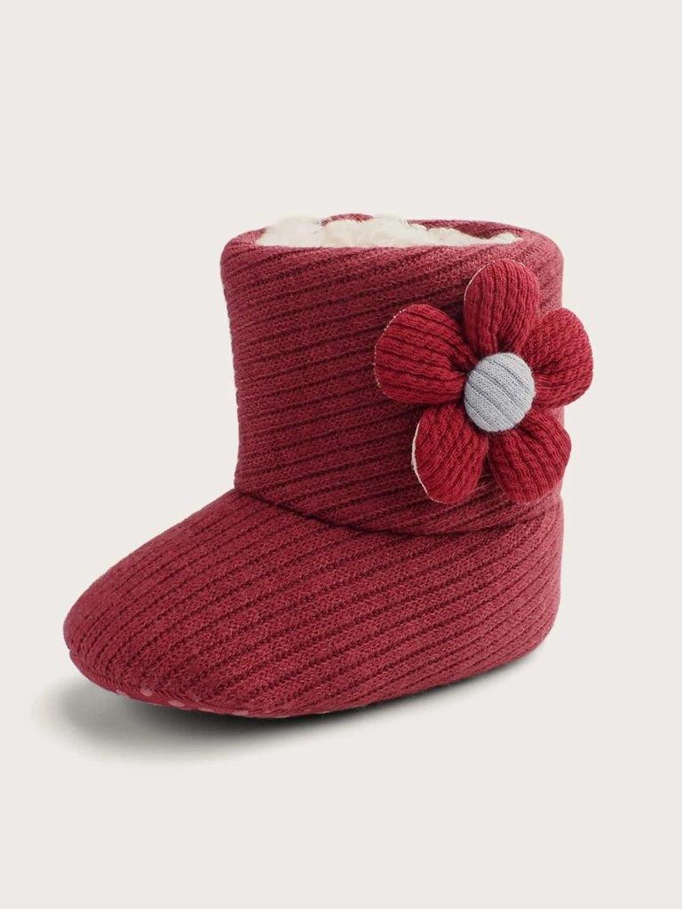 Baby Flower Slide Boots Red
