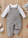 Baby Striped 2 Piece Grey & White Set