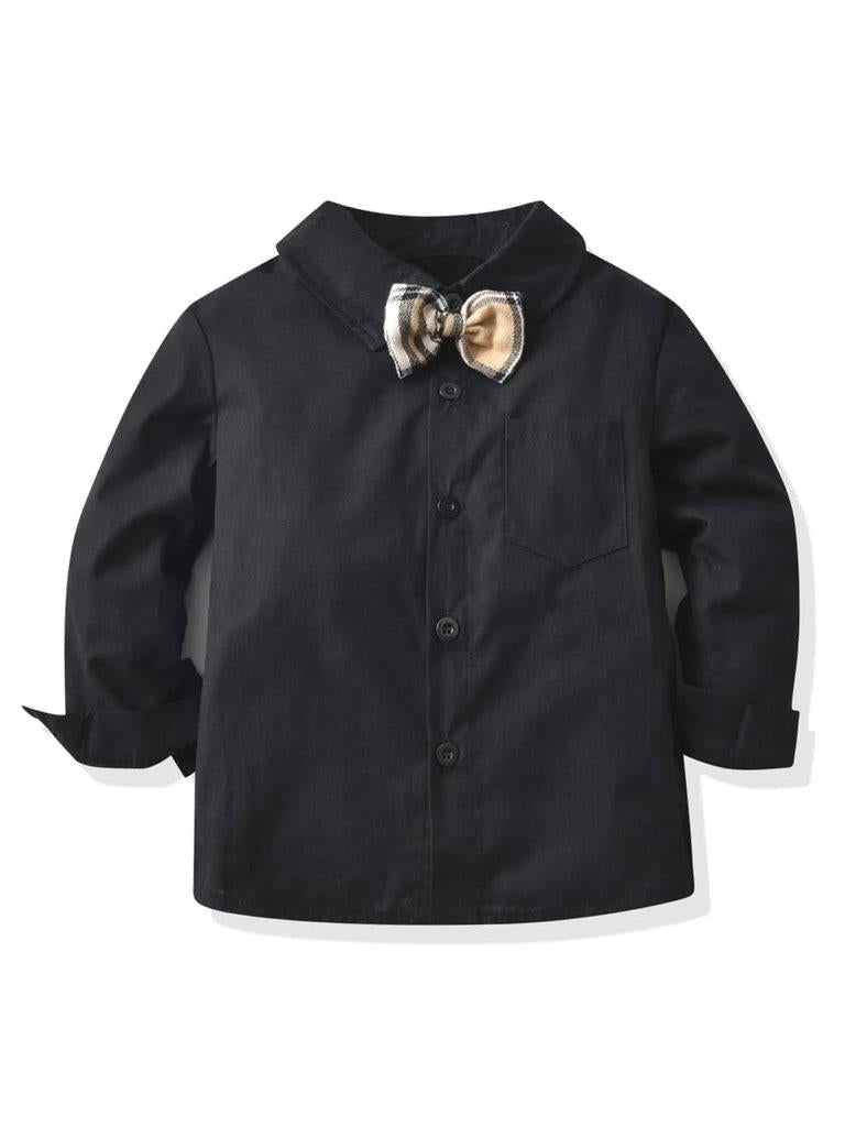 Toddler Boys Plaid Bow Tie Shirt