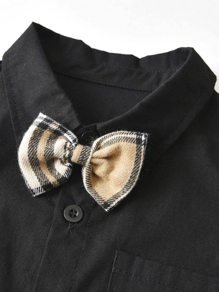 Toddler Boys Plaid Bow Tie Shirt