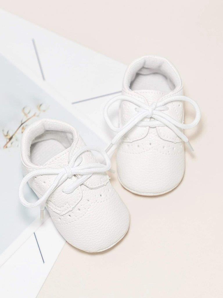 Baby White Lace-Up Flats