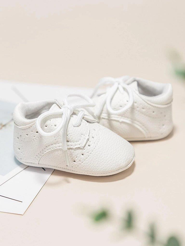 Baby White Lace-Up Flats