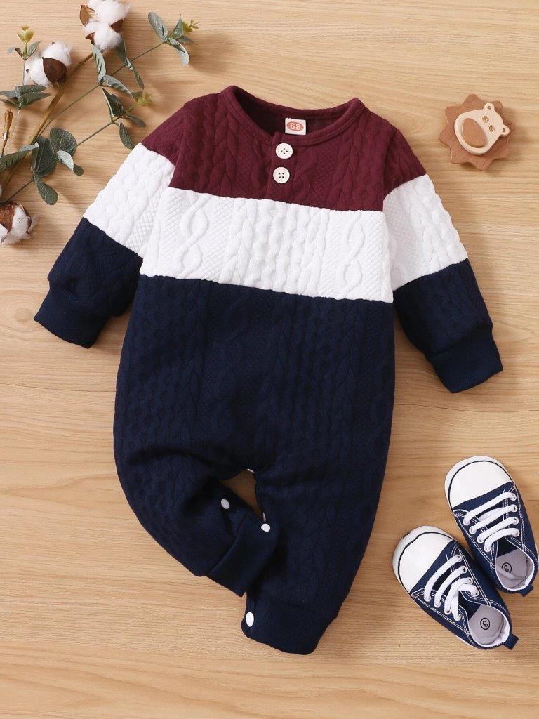 Baby Colourblock Textured Jumpsuit