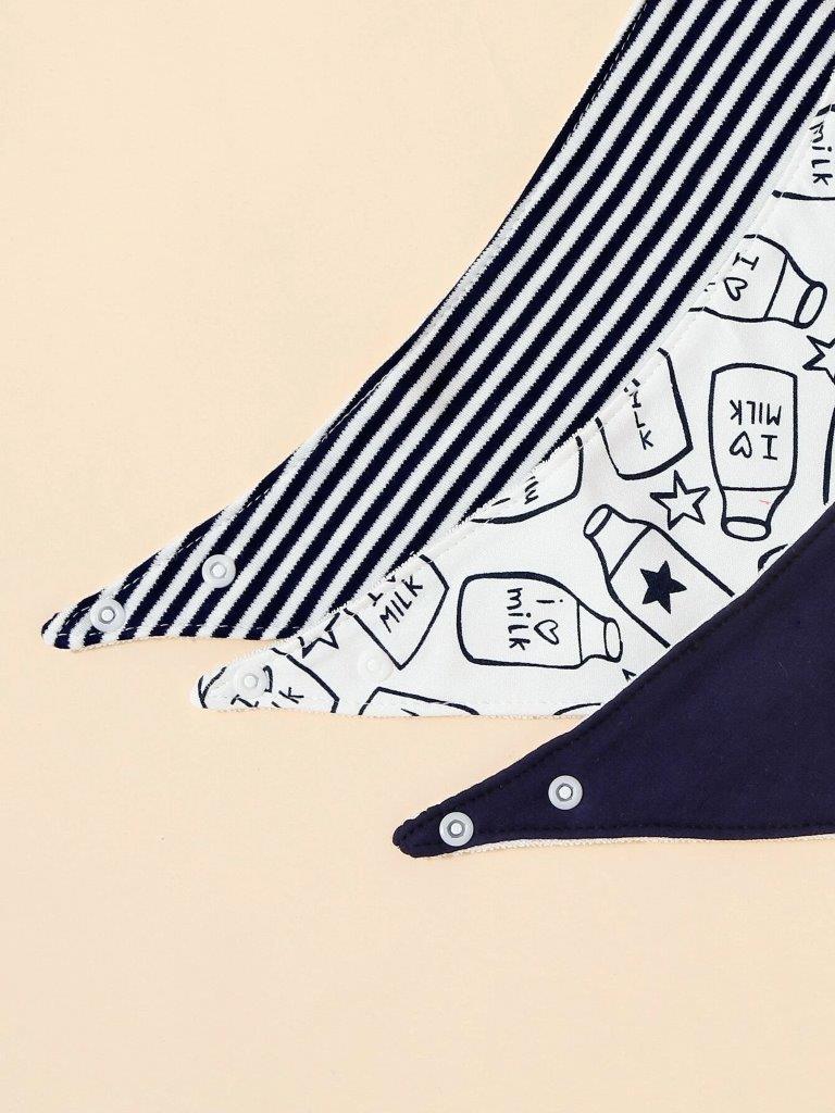 Baby 3 Pack Bandana Milk Bib Set