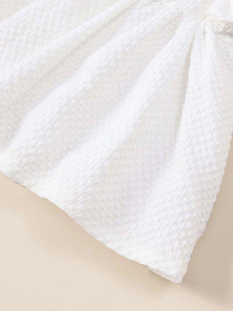 Baby White Textured Ruffle Dress