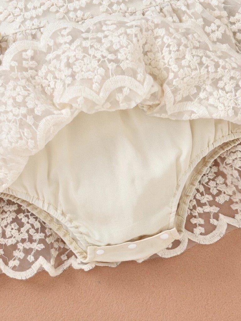 Baby Beige Embroidery lace Bodysuit Dress