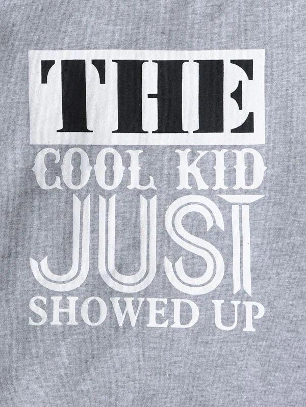Baby Slogan Tee And Ribbed Jeans Set