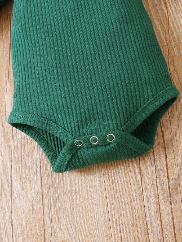 Baby Green Ribbed Bodysuit And Pants Set