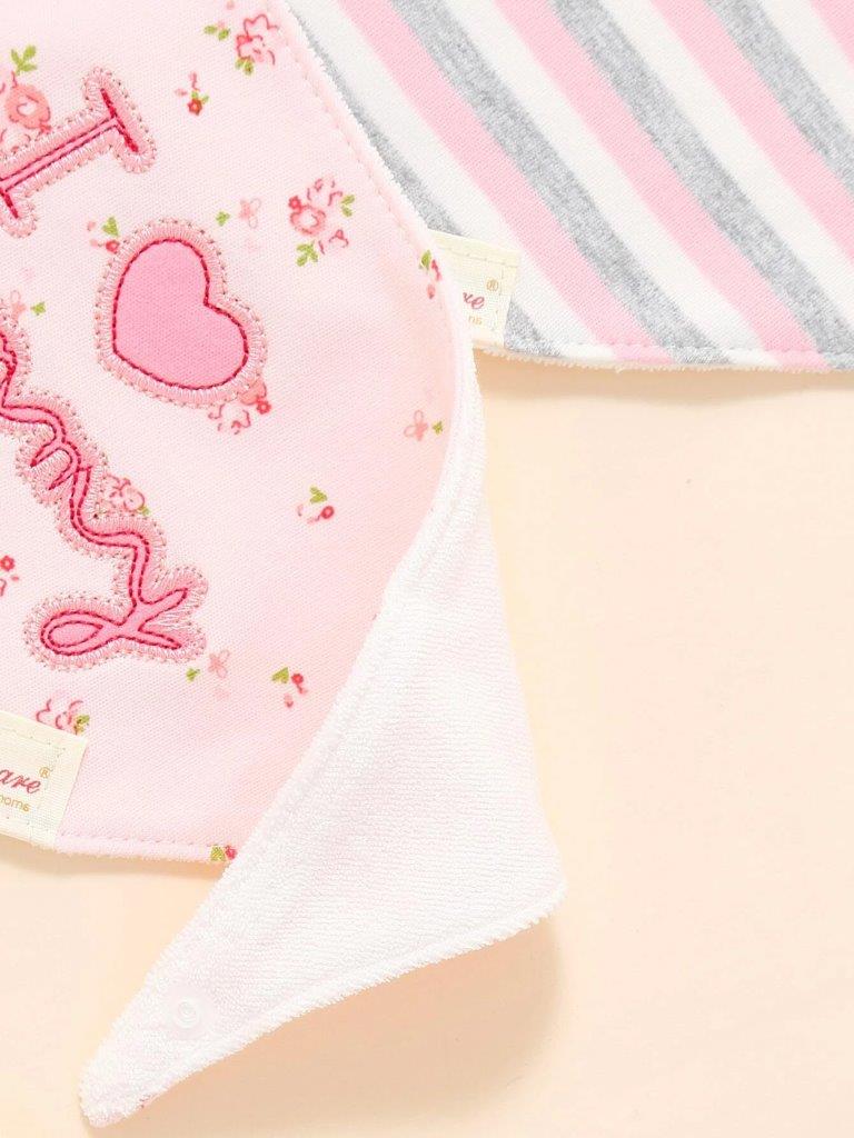 Baby 3 Pack Bandana Bib Set Pink