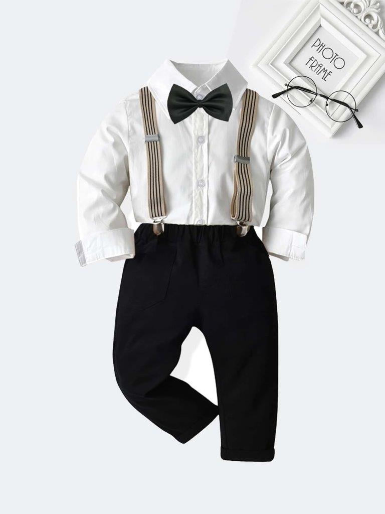 Toddler Boys Shirt And Pants Suspender Set