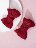 2 Piece Bowknot Silk Hair Clips Burgundy