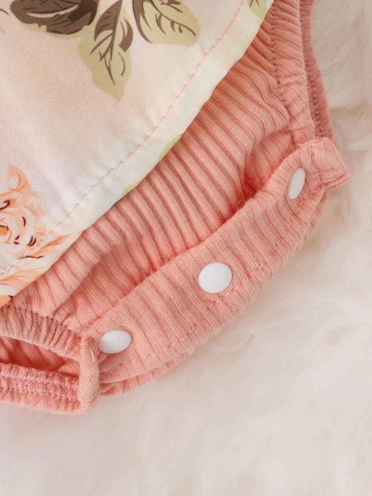 Baby Floral Ruffle Bodysuit Dress With Headband