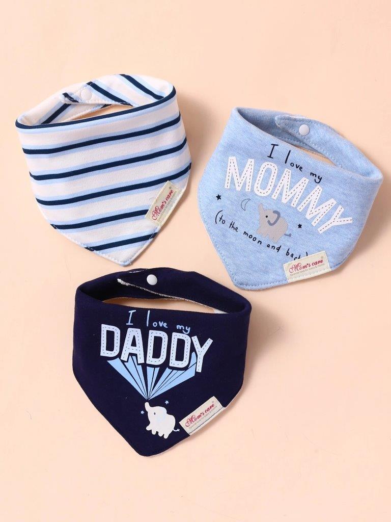 Baby 3 Pack Bandana Bib Set Blue