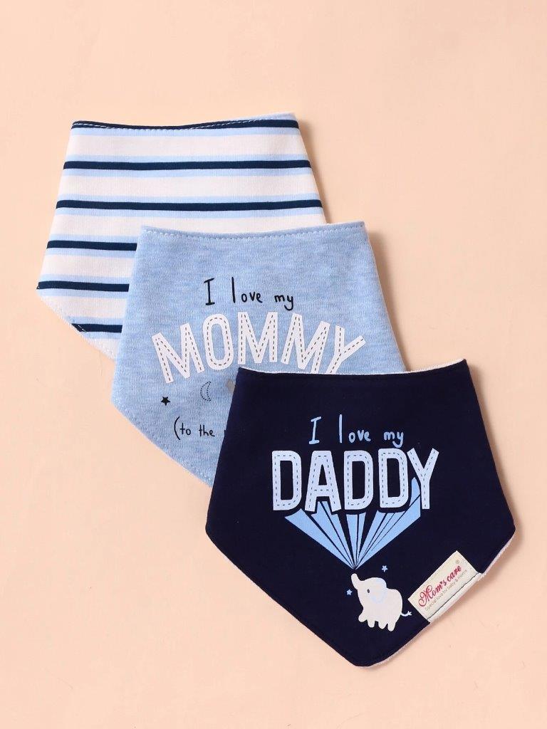 Baby 3 Pack Bandana Bib Set Blue