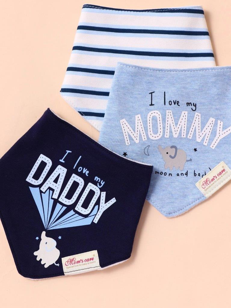 Baby 3 Pack Bandana Bib Set Blue