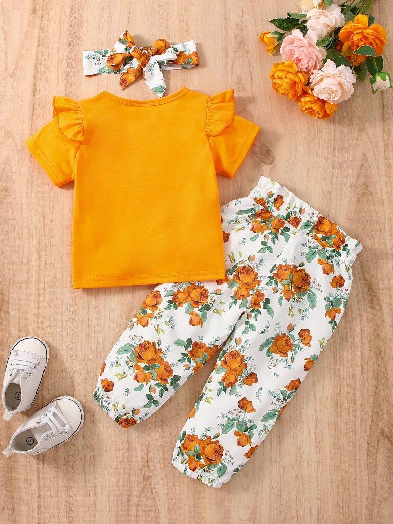 Baby Ruffle Tee and Floral pants set