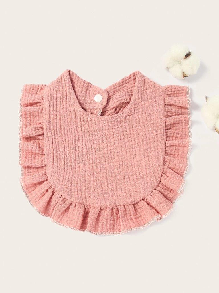 Baby Crepe Ruffle Bib Dusty Pink