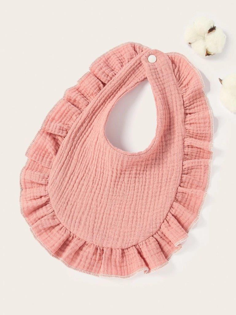Baby Crepe Ruffle Bib Dusty Pink