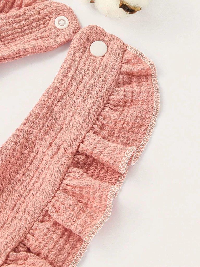 Baby Crepe Ruffle Bib Dusty Pink