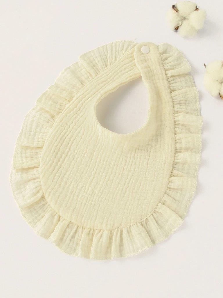 Baby Crepe Ruffle Bib Cream