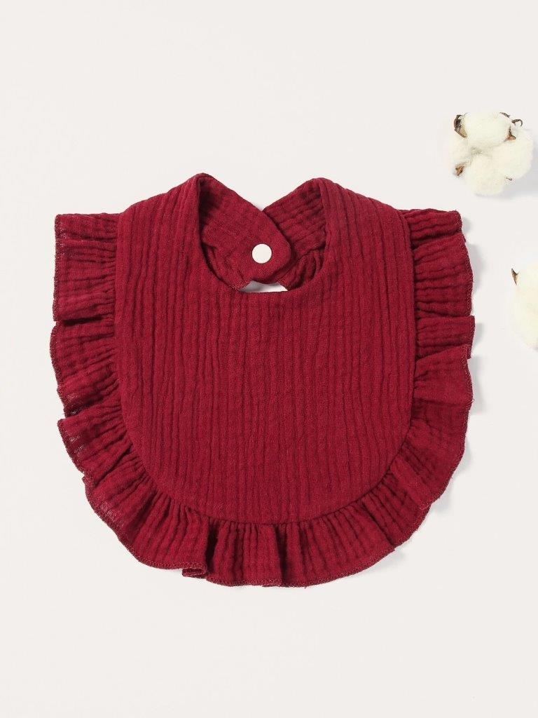 Baby Crepe Ruffle Bib Burgundy