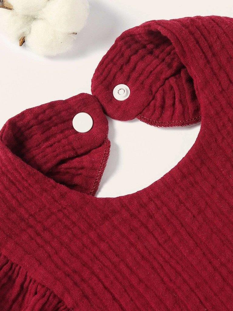 Baby Crepe Ruffle Bib Burgundy