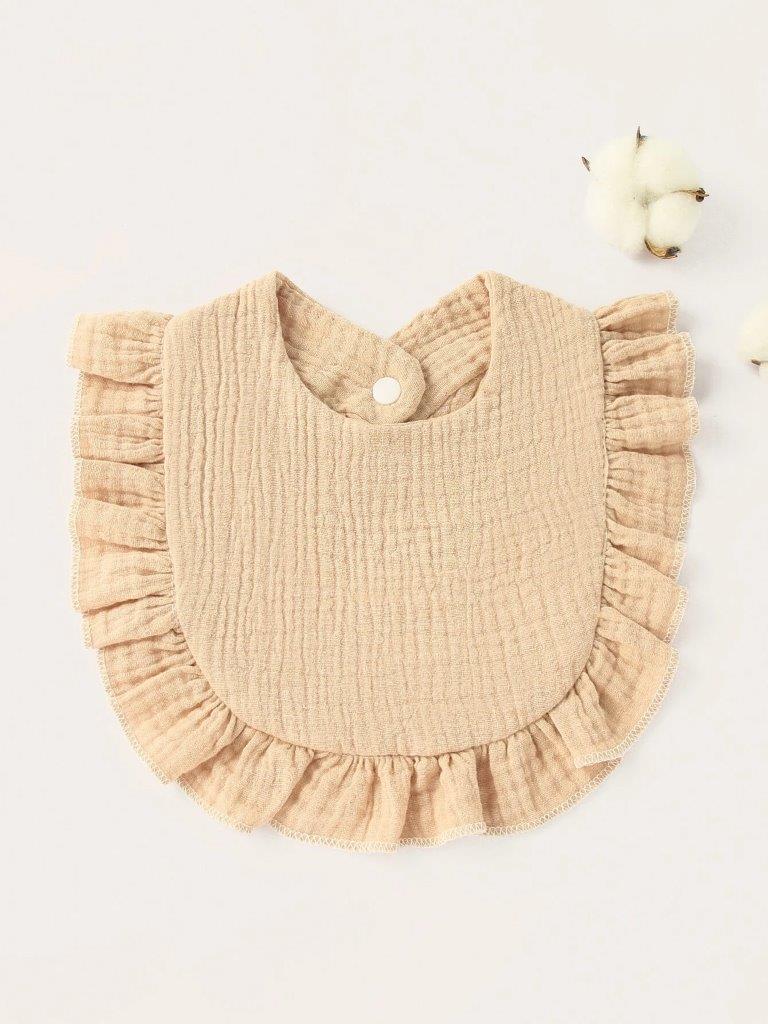 Baby Crepe Ruffle Bib Khaki
