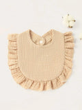 Baby Crepe Ruffle Bib Khaki