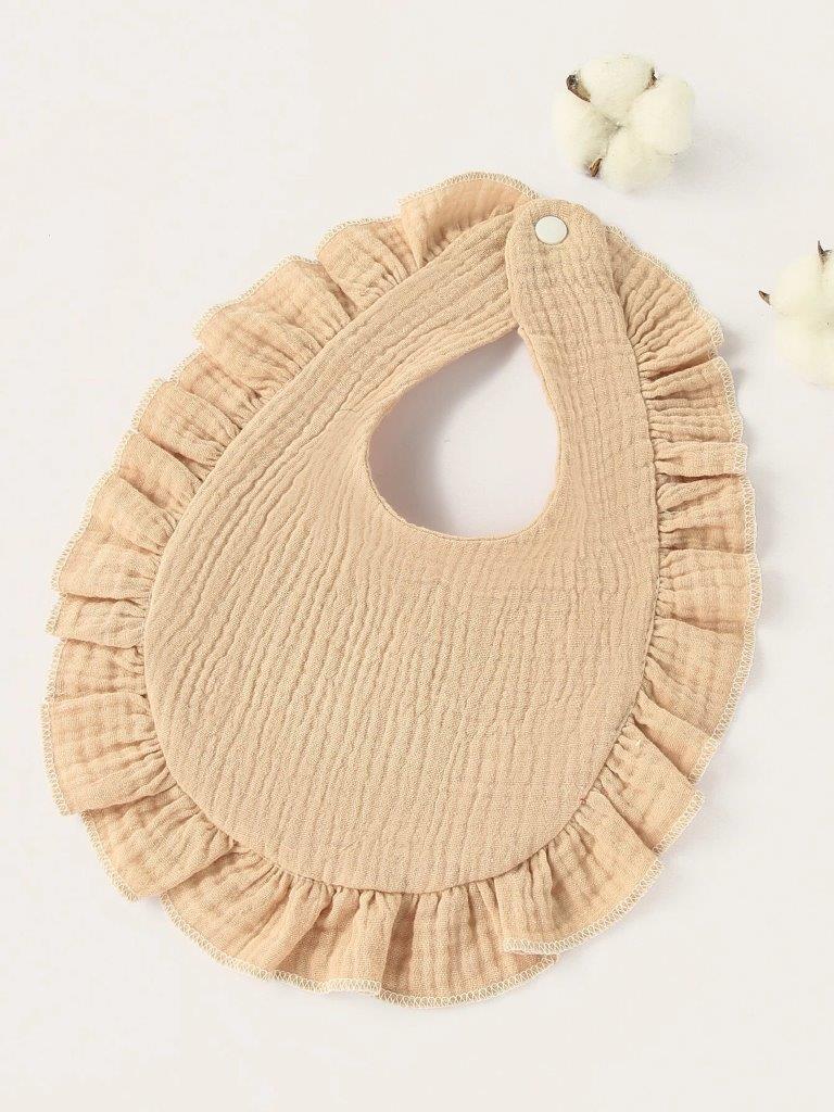 Baby Crepe Ruffle Bib Khaki