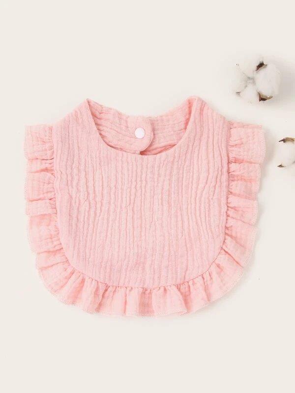 Baby Crepe Ruffle Bib Pink