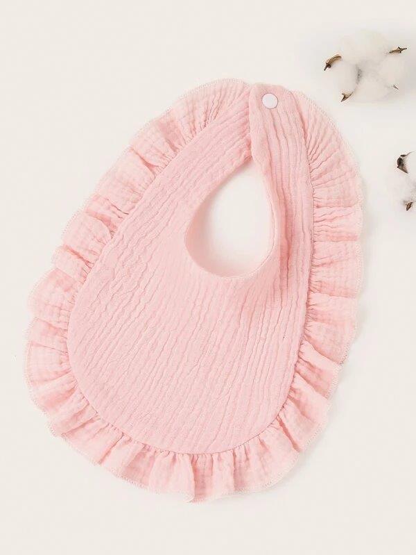 Baby Crepe Ruffle Bib Pink