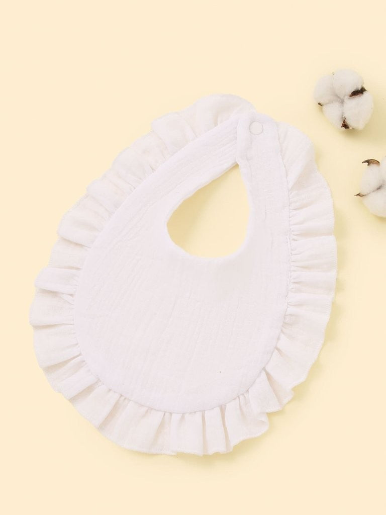 Baby Crepe Ruffle Bib White