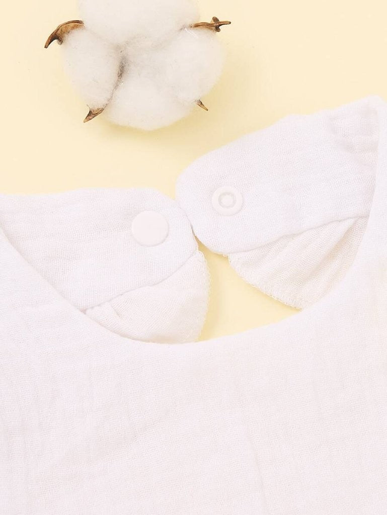Baby Crepe Ruffle Bib White