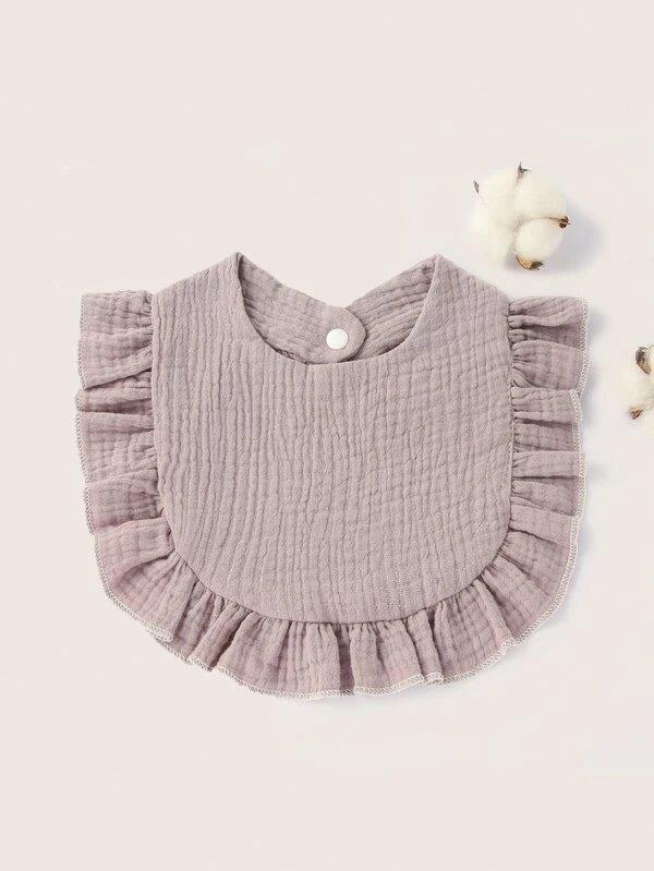 Baby Crepe Ruffle Bib Purple
