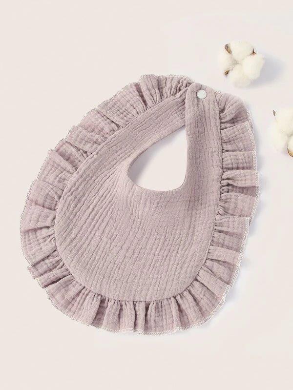 Baby Crepe Ruffle Bib Purple