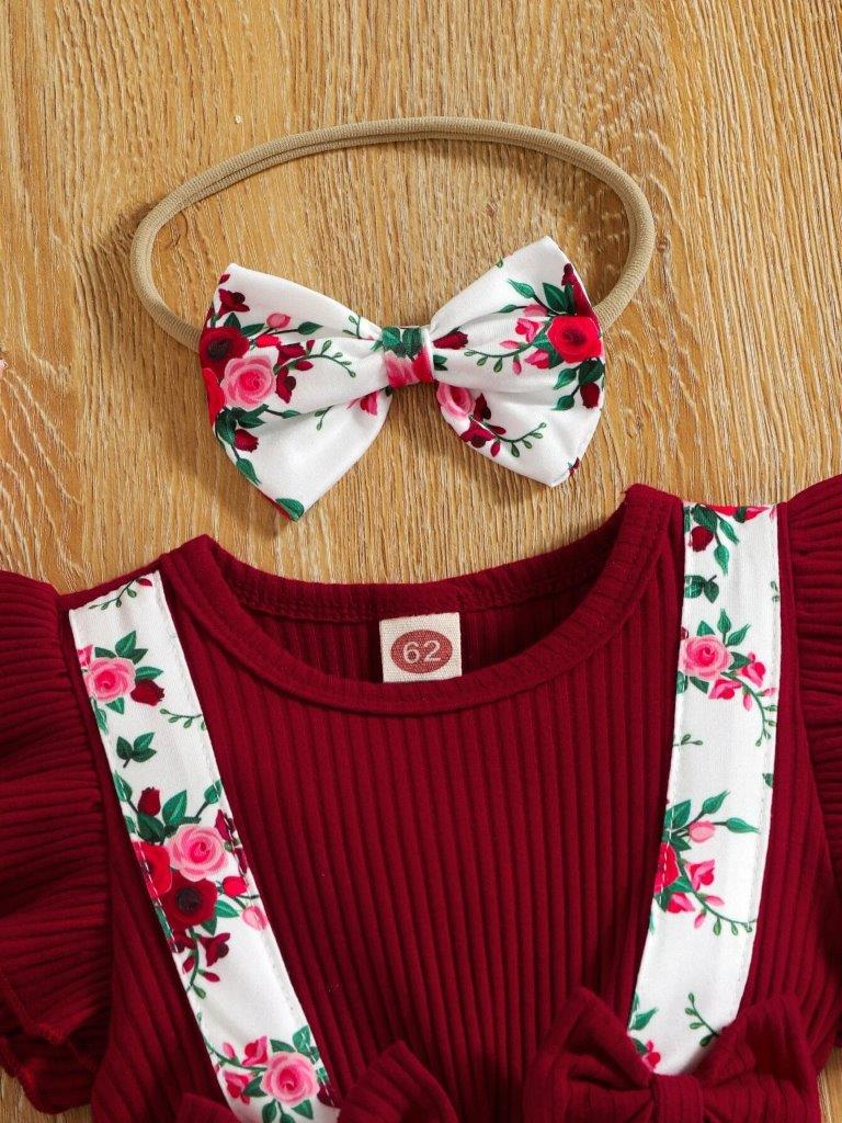 Baby Ruffle Bodysuit Dress With Headband