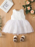 Baby White Floral Mesh Dress