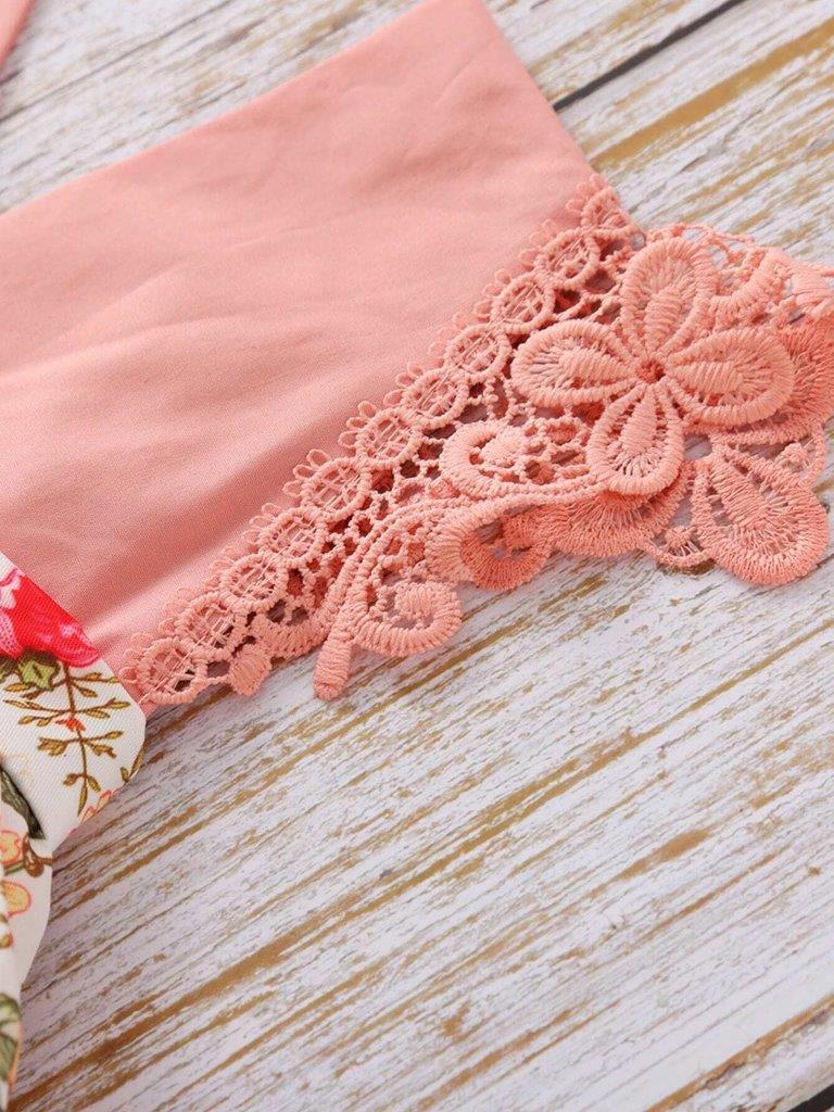 Baby Floral Lace Bodysuit Dress Set