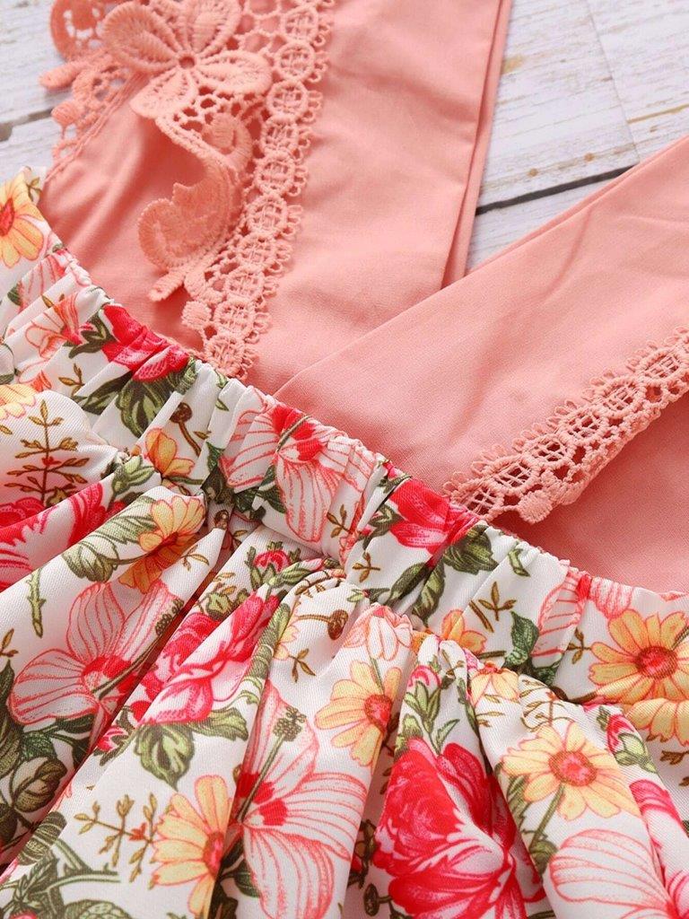 Baby Floral Lace Bodysuit Dress Set