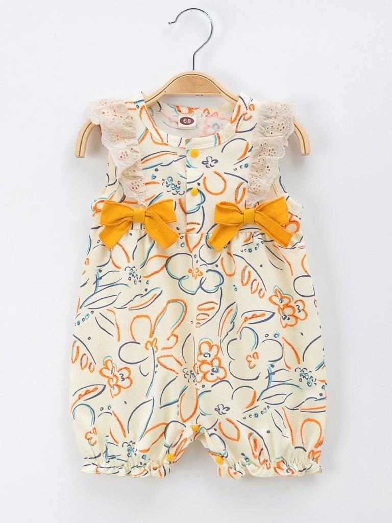 Baby Double Bow Print Romper
