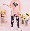 Toddler Girls Heart Flower Tee And Leggings Set
