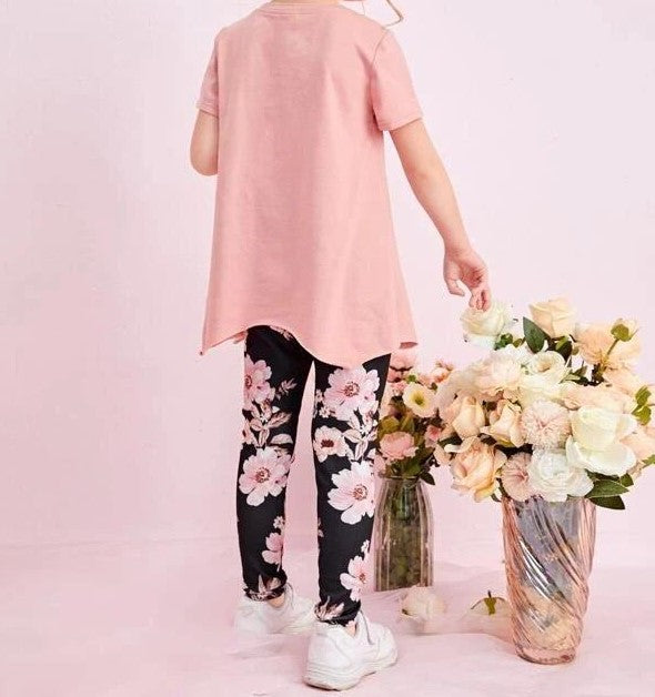 Toddler Girls Heart Flower Tee And Leggings Set