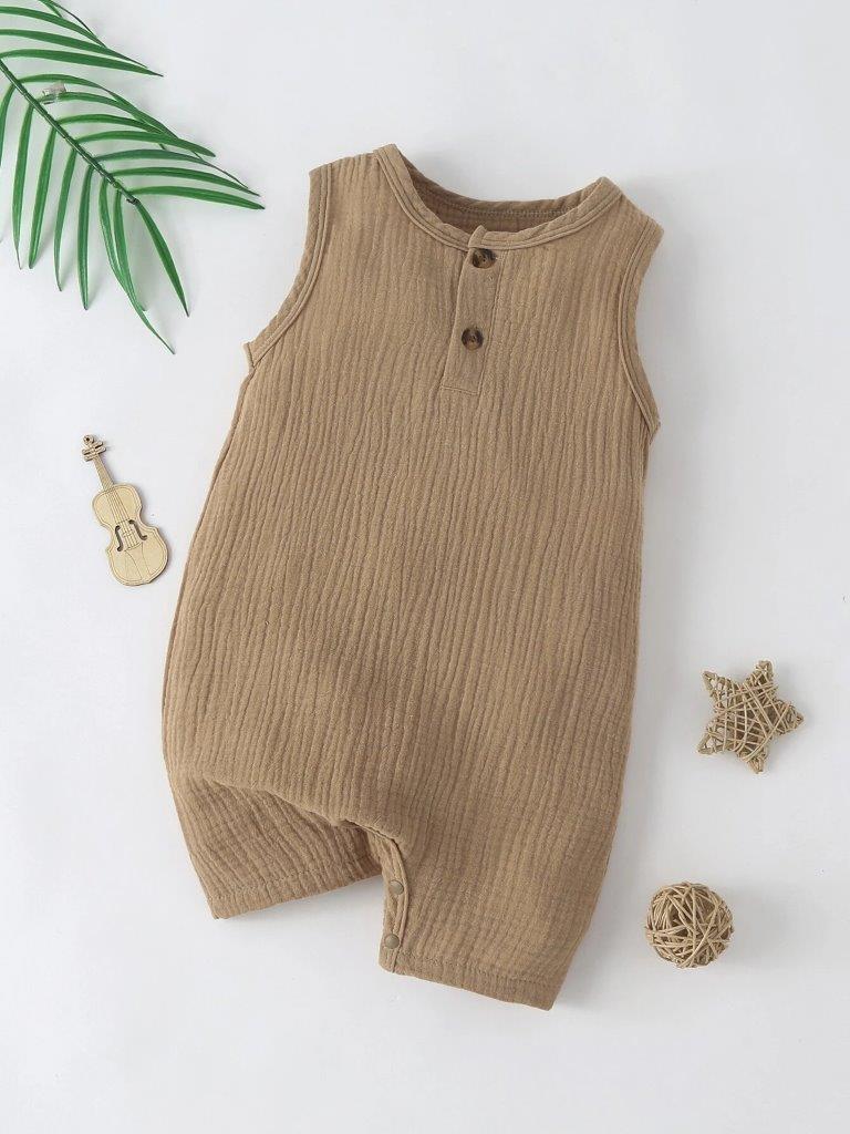 100% Cotton Crepe Camel Romper
