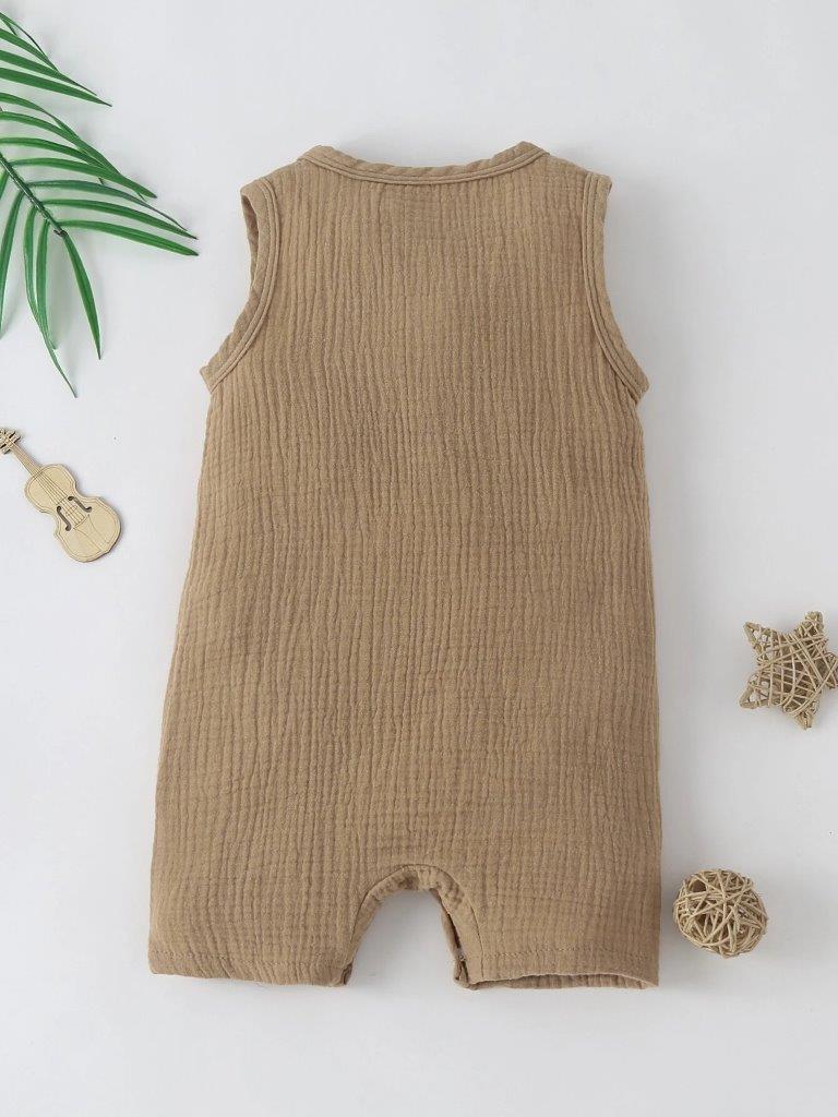 100% Cotton Crepe Camel Romper