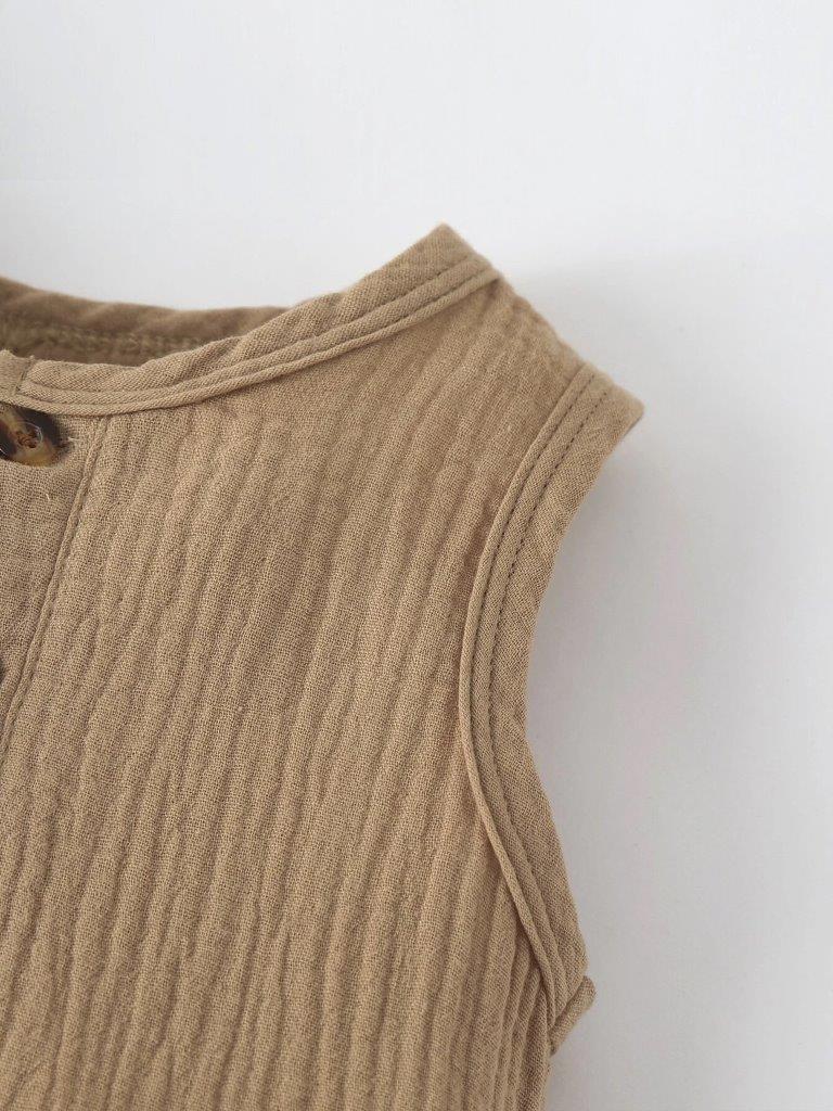 100% Cotton Crepe Camel Romper