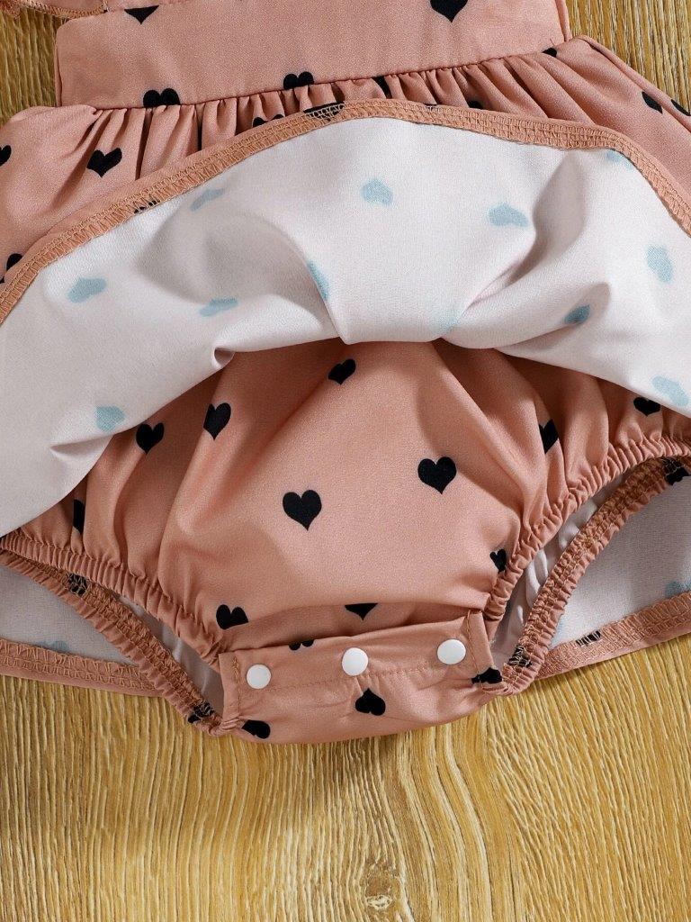 Baby Heart Ruffle Bodysuit Dress Set