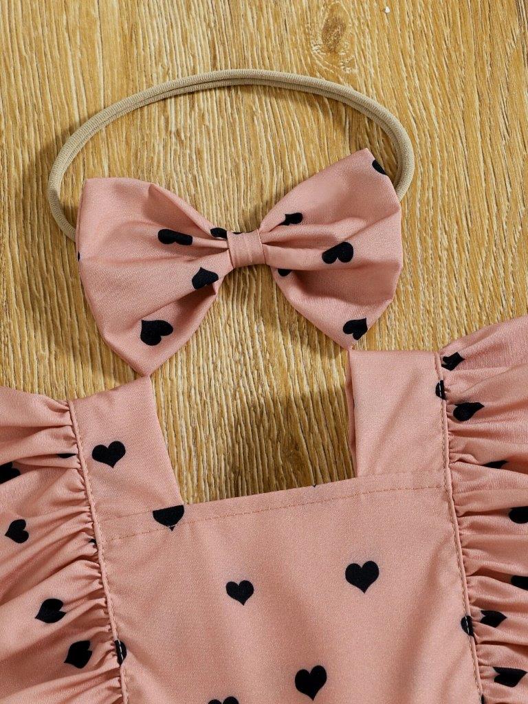 Baby Heart Ruffle Bodysuit Dress Set