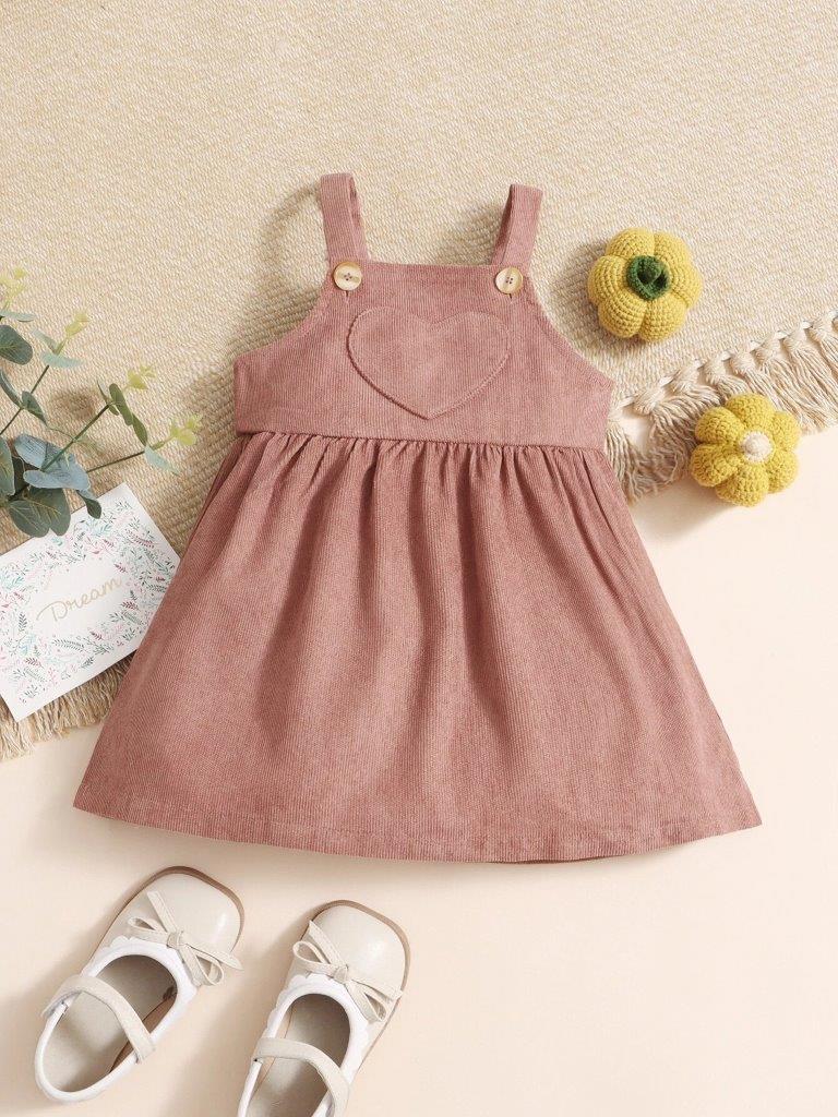 Baby Pink Corduroy Heart Dress